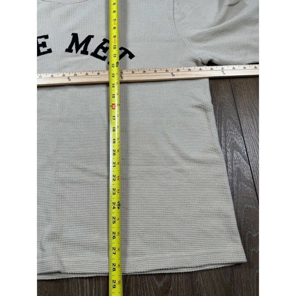 The Met PacSun Los Angeles Men's XL Waffle Knit Long Sleeve Shirt Cream 3269 - Picture 3 of 6